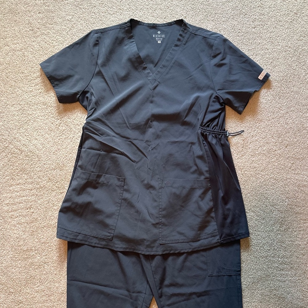 Med Couture Plus One Maternity Scrub Set Pewter Gray